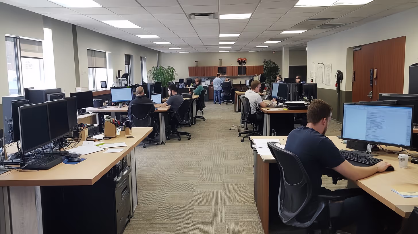 IT team shaking hands with a happy client after successfully resolving a network issue on-site in Canton GA