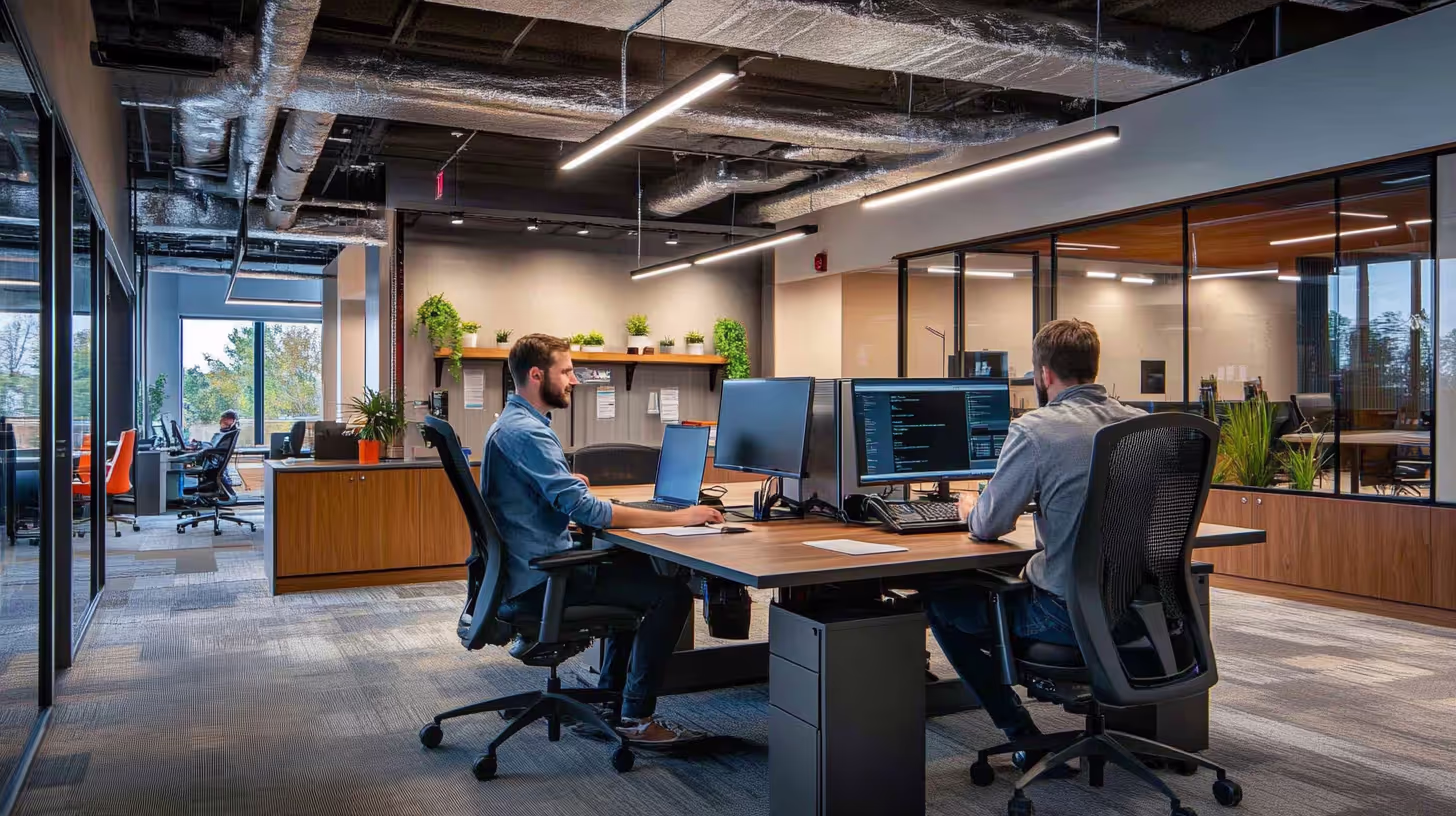 Team of certified IT experts holding HIPAA, Microsoft, and Dell Partner certifications in their office lobby
